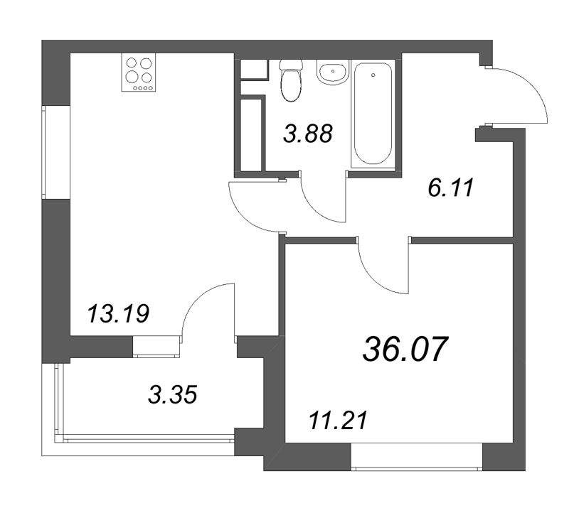 1 ккв 36,1 м²