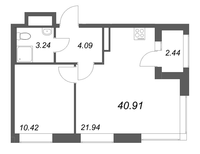 2 ккв (Евро) 40,9 м²