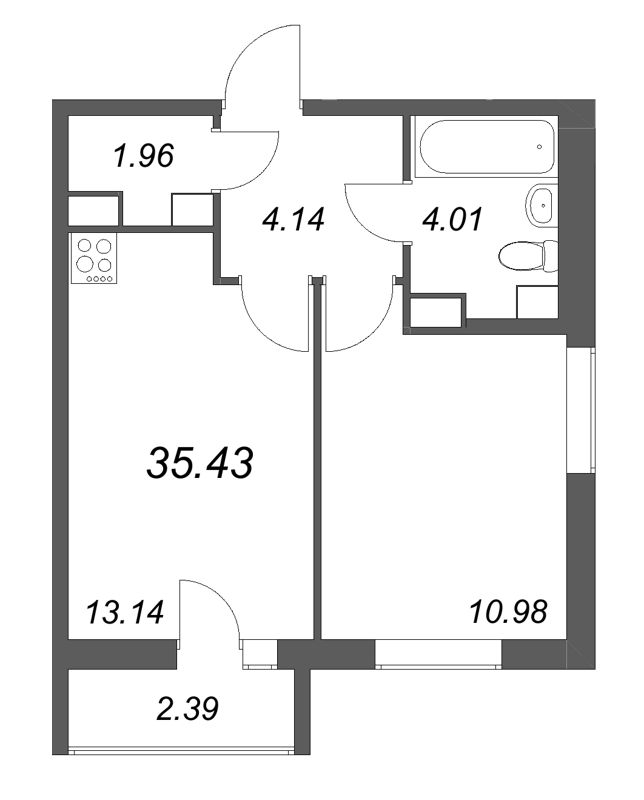 1 ккв 35,4 м²