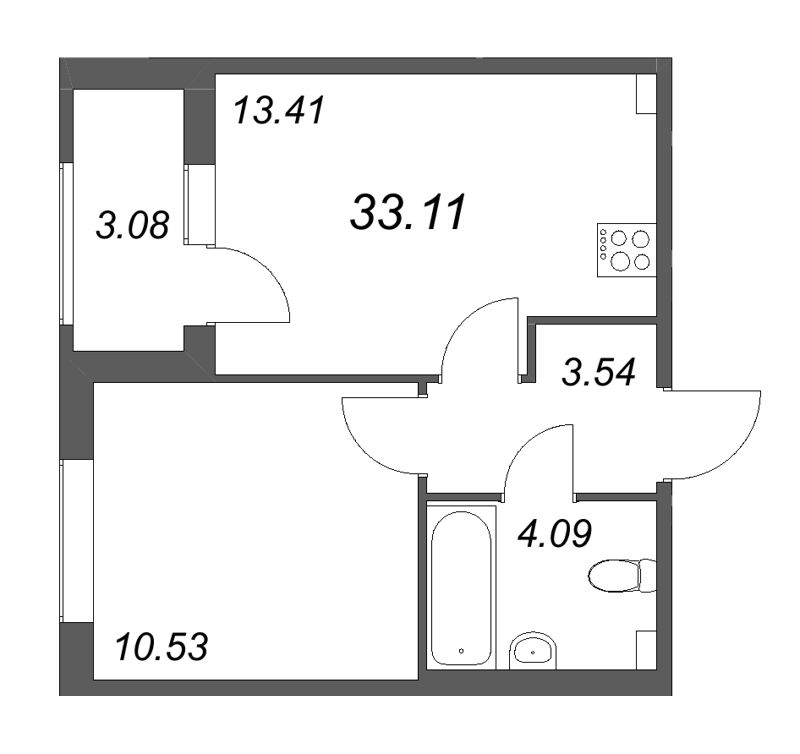 1 ккв 33,1 м²