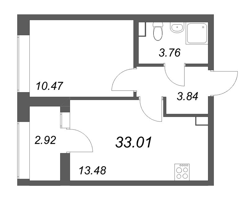 1 ккв 33 м²