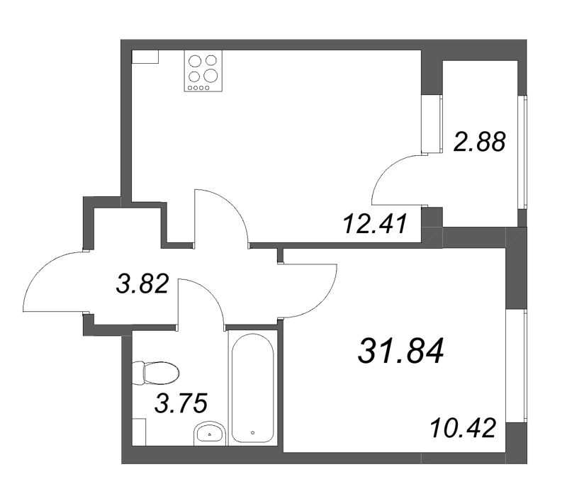 1 ккв 31,8 м²