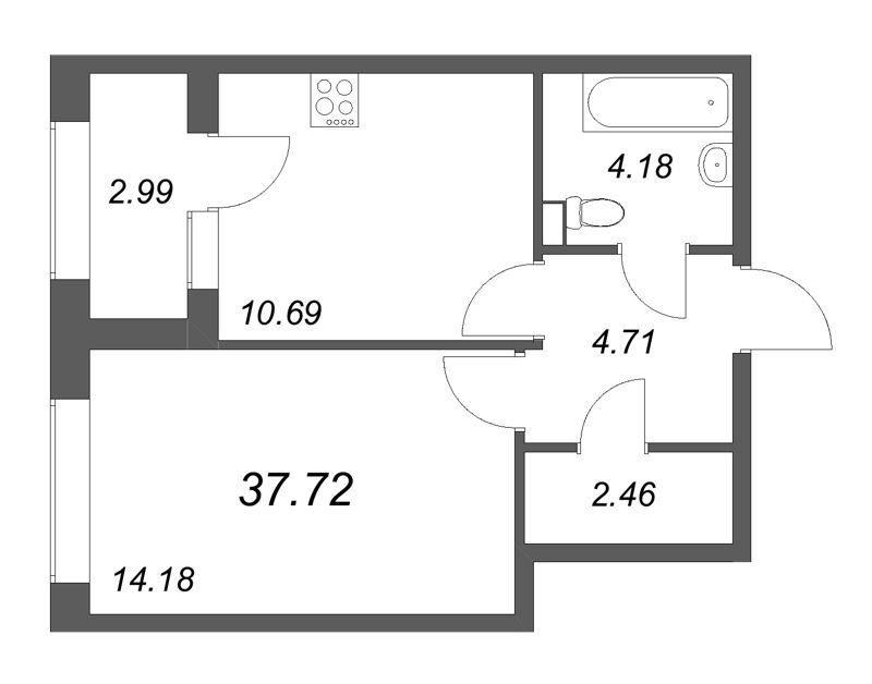 1 ккв 37,7 м²