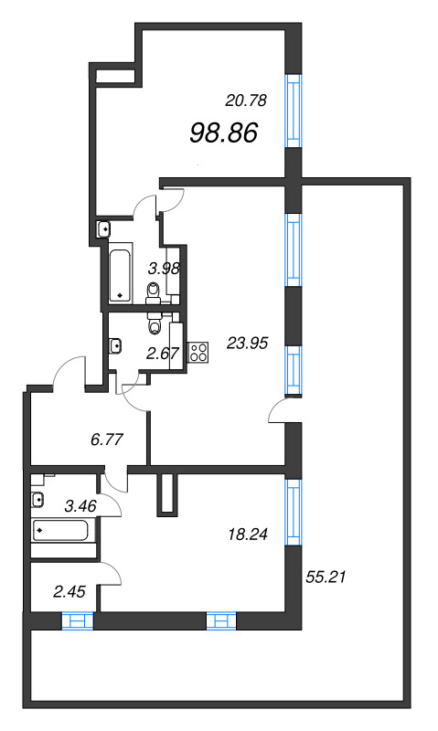 3 ккв (Евро) 99,2 м²