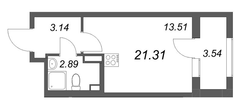 Студия 21,3 м²