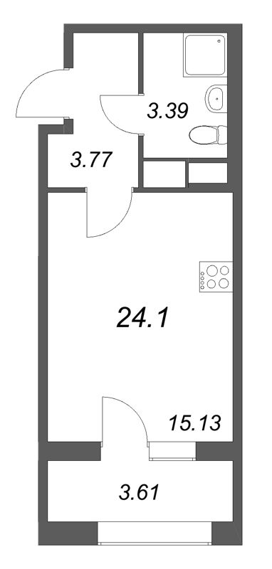 Студия 24,1 м²