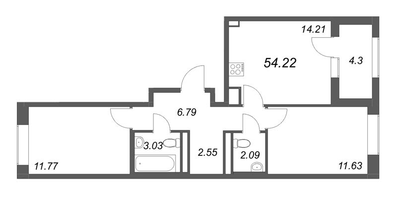 2 ккв 54,2 м²