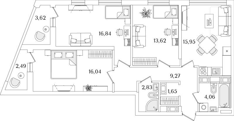 4 ккв (Евро) 81,9 м²