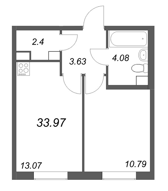 1 ккв 34 м²