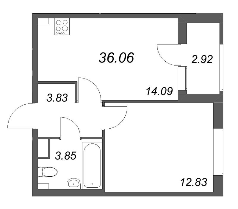 1 ккв 36,1 м²