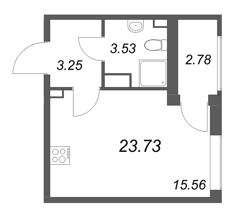 Студия 23,7 м²