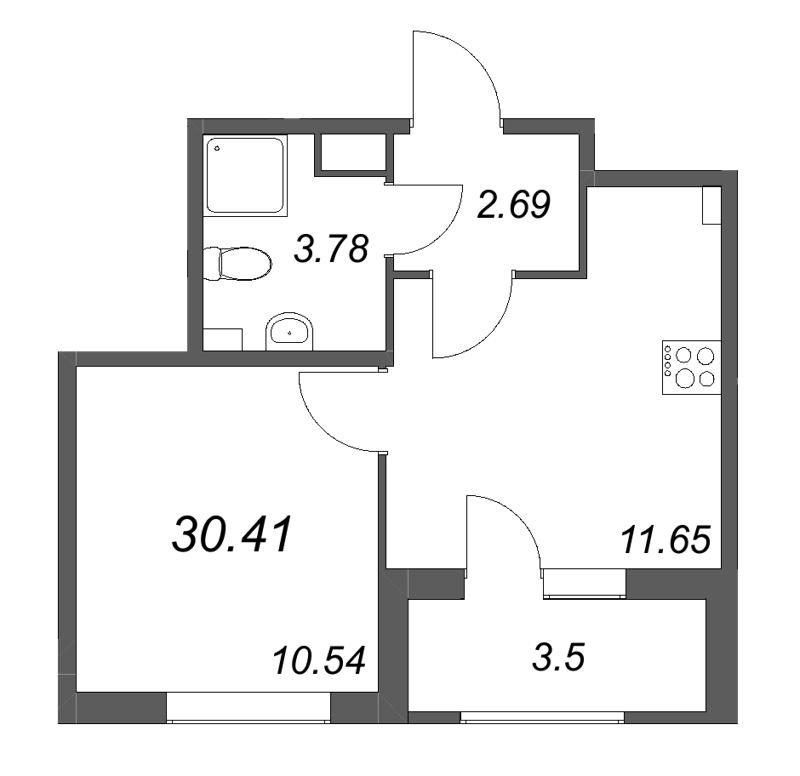 1 ккв 30,4 м²