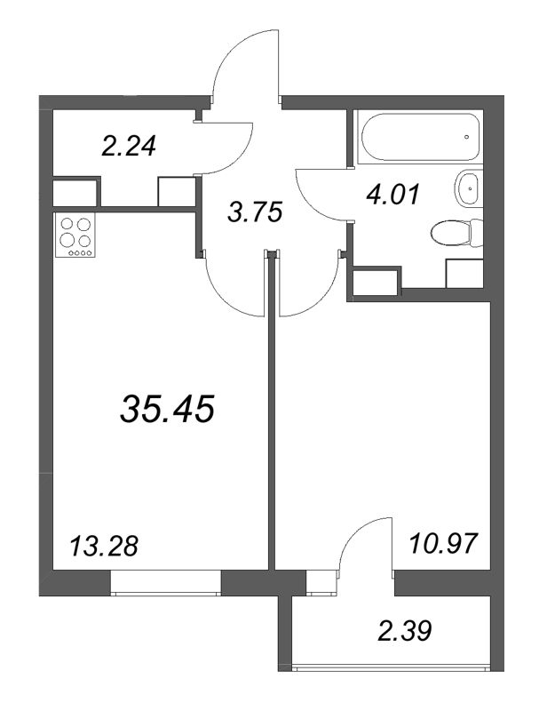1 ккв 35,5 м²