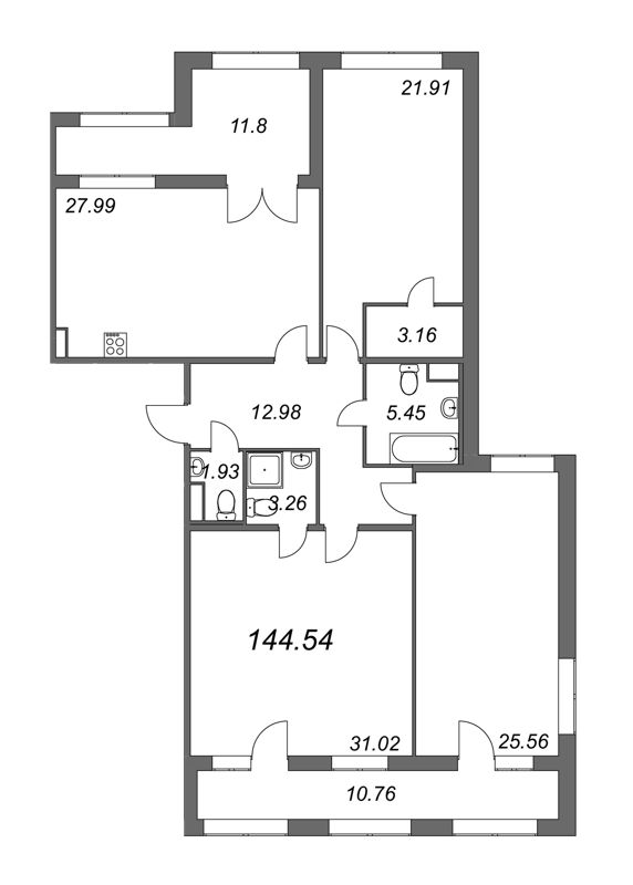 4 ккв (Евро) 144,1 м²