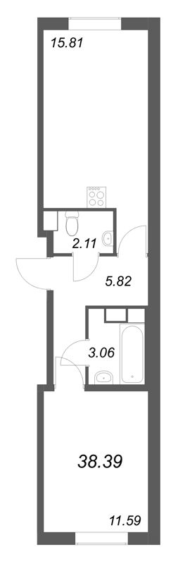 2 ккв (Евро) 38,4 м²