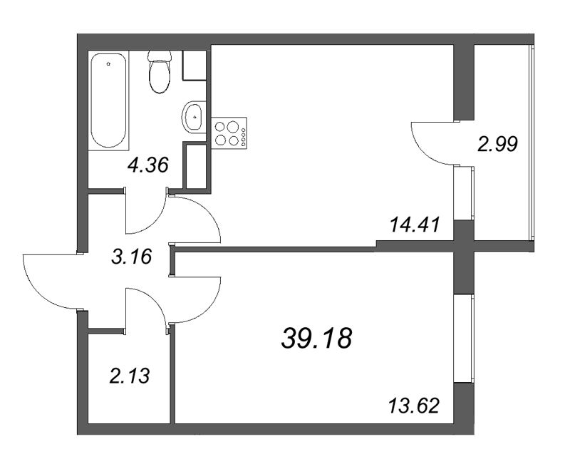 1 ккв 39,2 м²