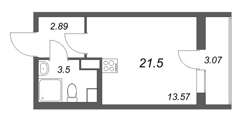 Студия 21,5 м²