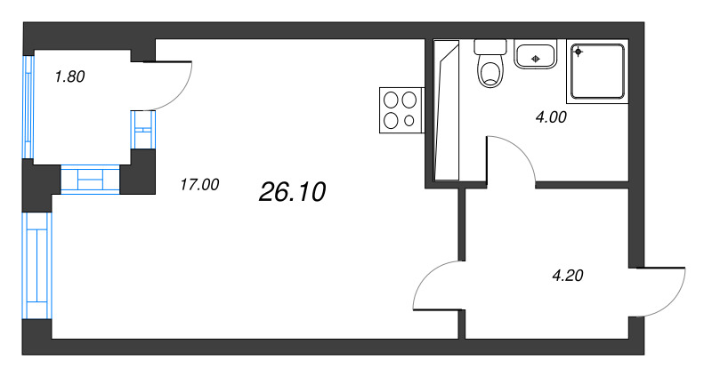 Студия 26,2 м²