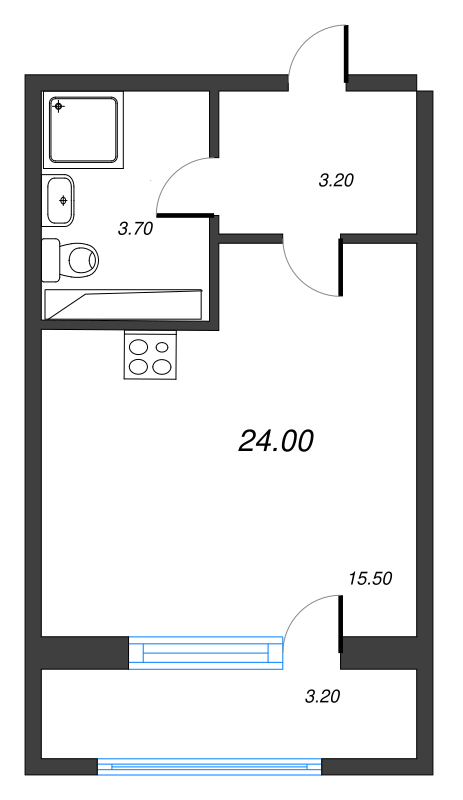 Студия 24,1 м²