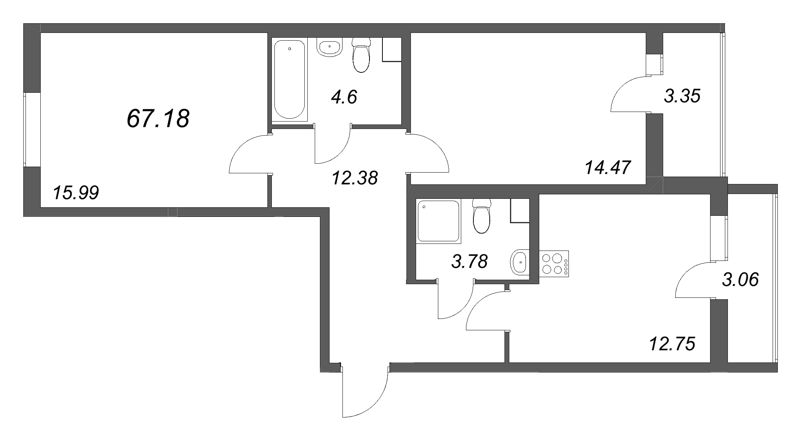 2 ккв 67,2 м²