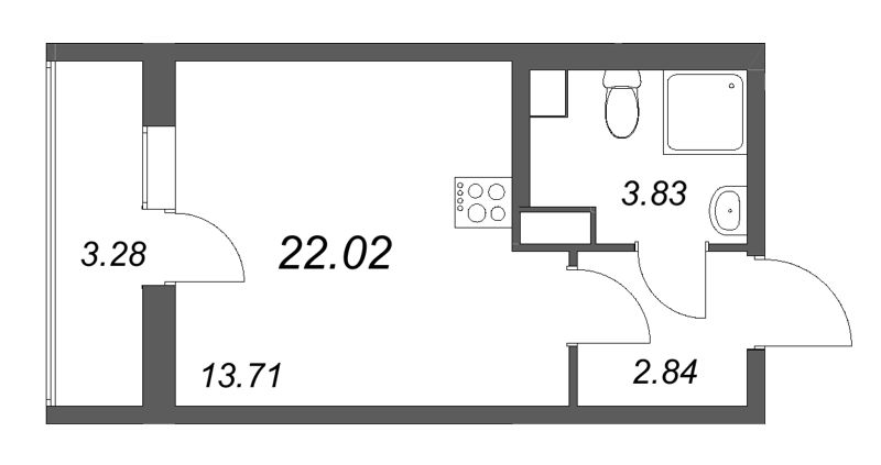 Студия 22 м²