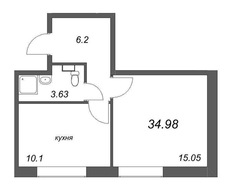 1 ккв 35 м²
