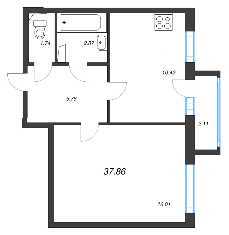 1 ккв 37,9 м²