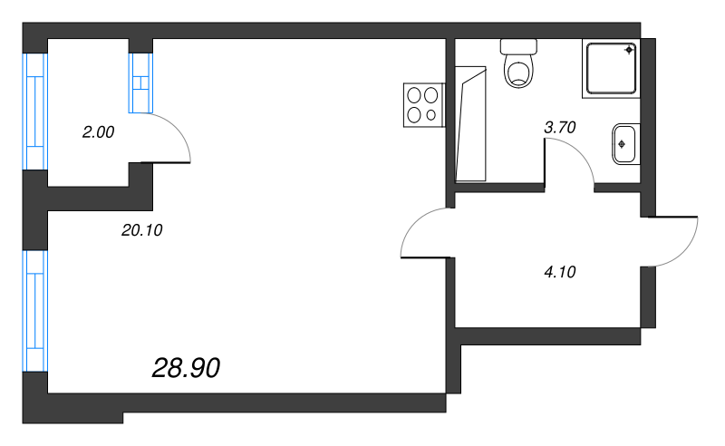 Студия 28,8 м²