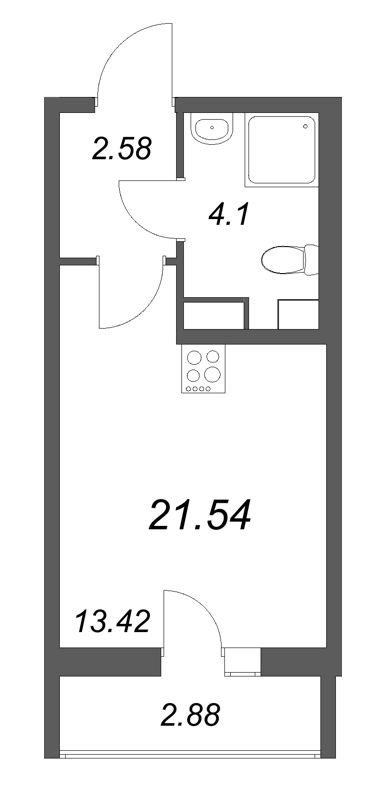 Студия 21,5 м²