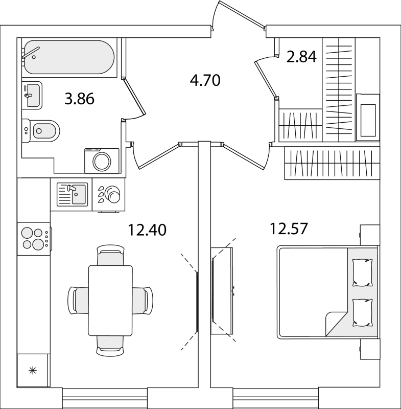 1 ккв 36,4 м²