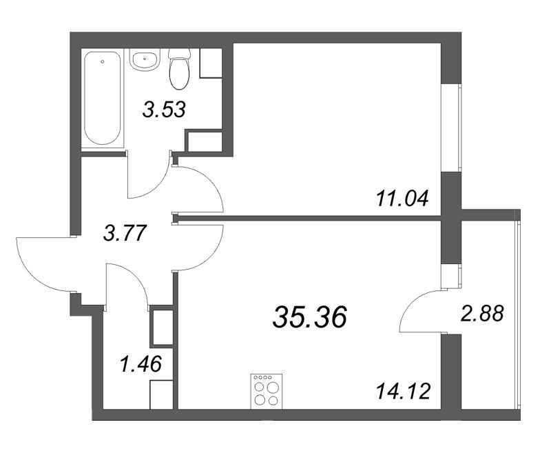 1 ккв 35,4 м²