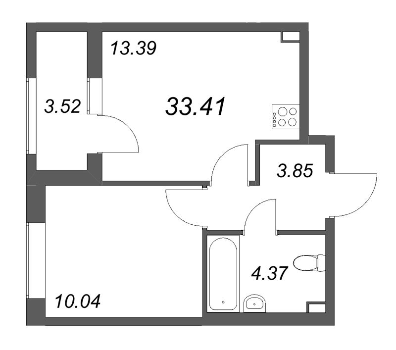 1 ккв 33,4 м²