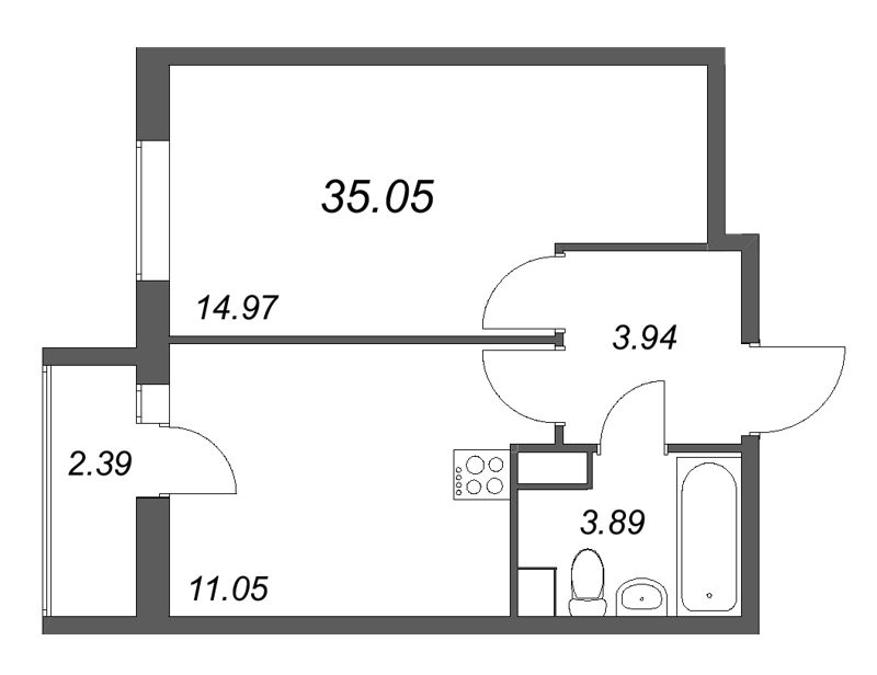 1 ккв 35,1 м²