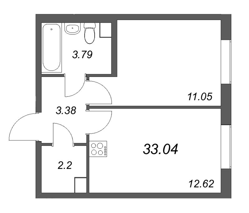 1 ккв 33 м²