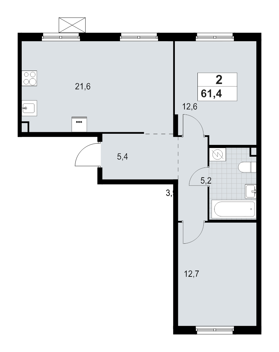 3 ккв (Евро) 61,4 м²