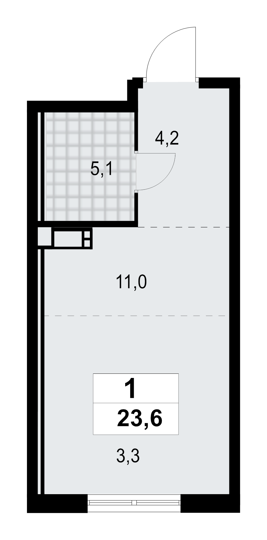 Студия 23,6 м²