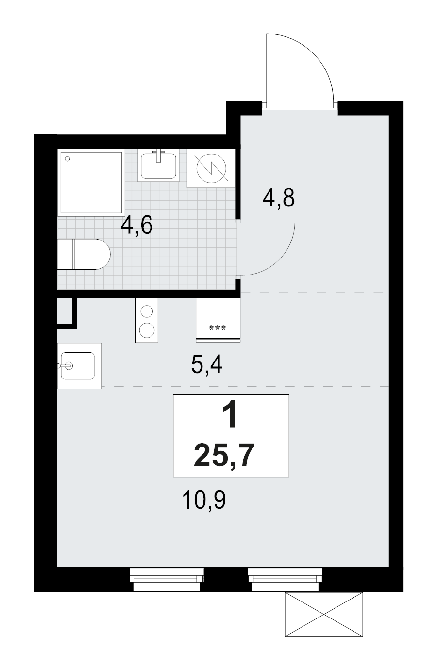 Студия 25,7 м²