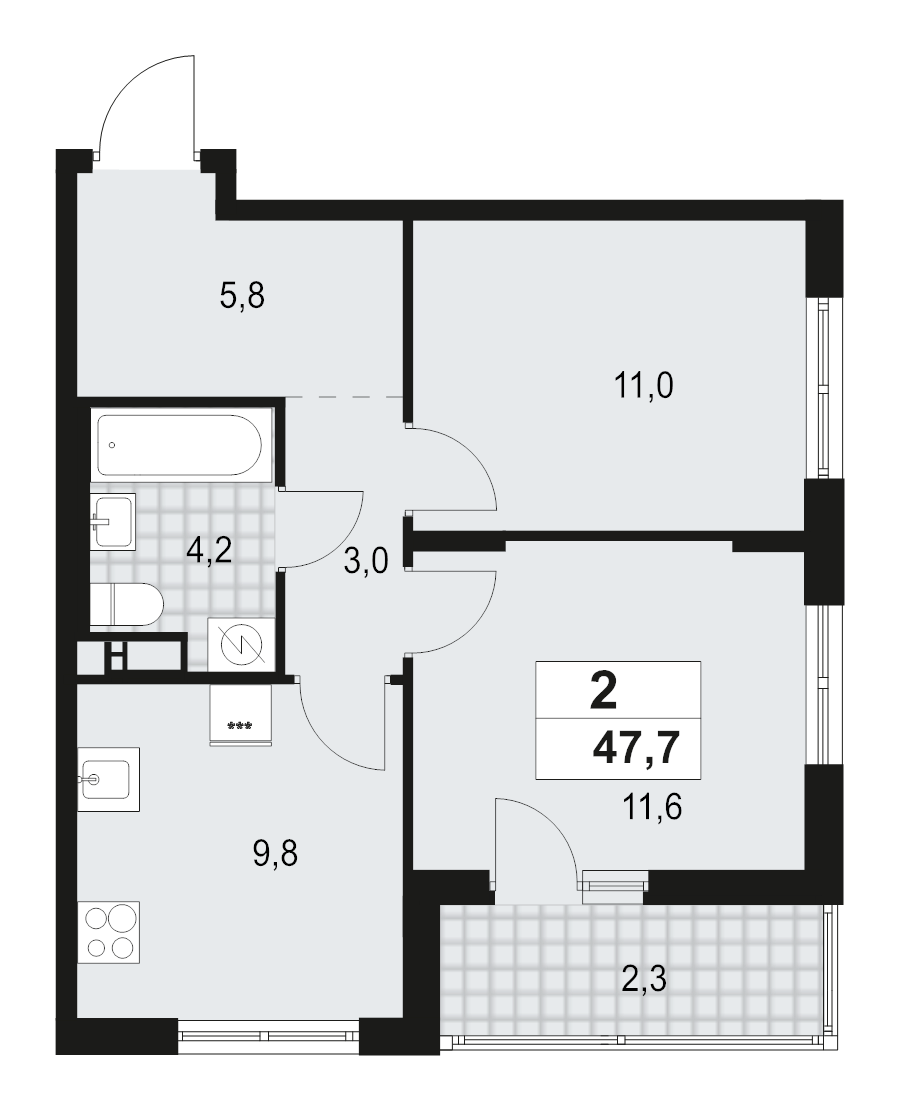 2 ккв 47,7 м²