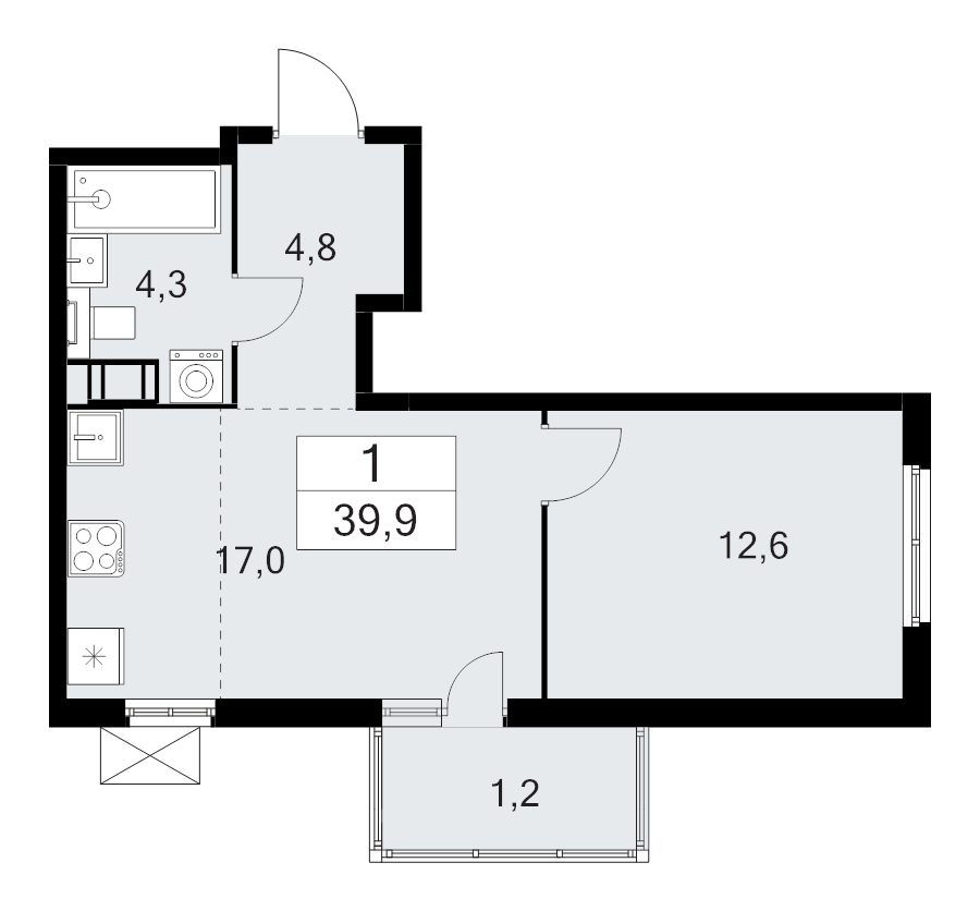 2 ккв (Евро) 39,9 м²