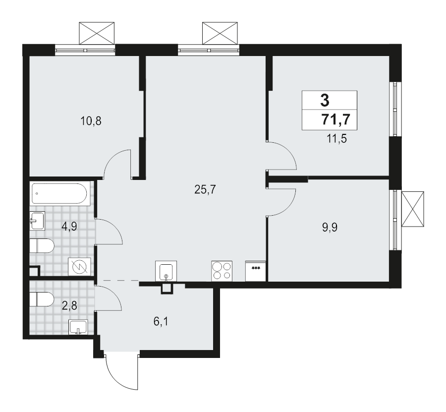 4 ккв (Евро) 71,7 м²