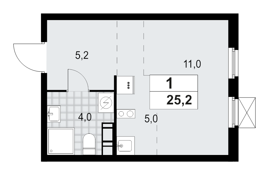 Студия 25,2 м²