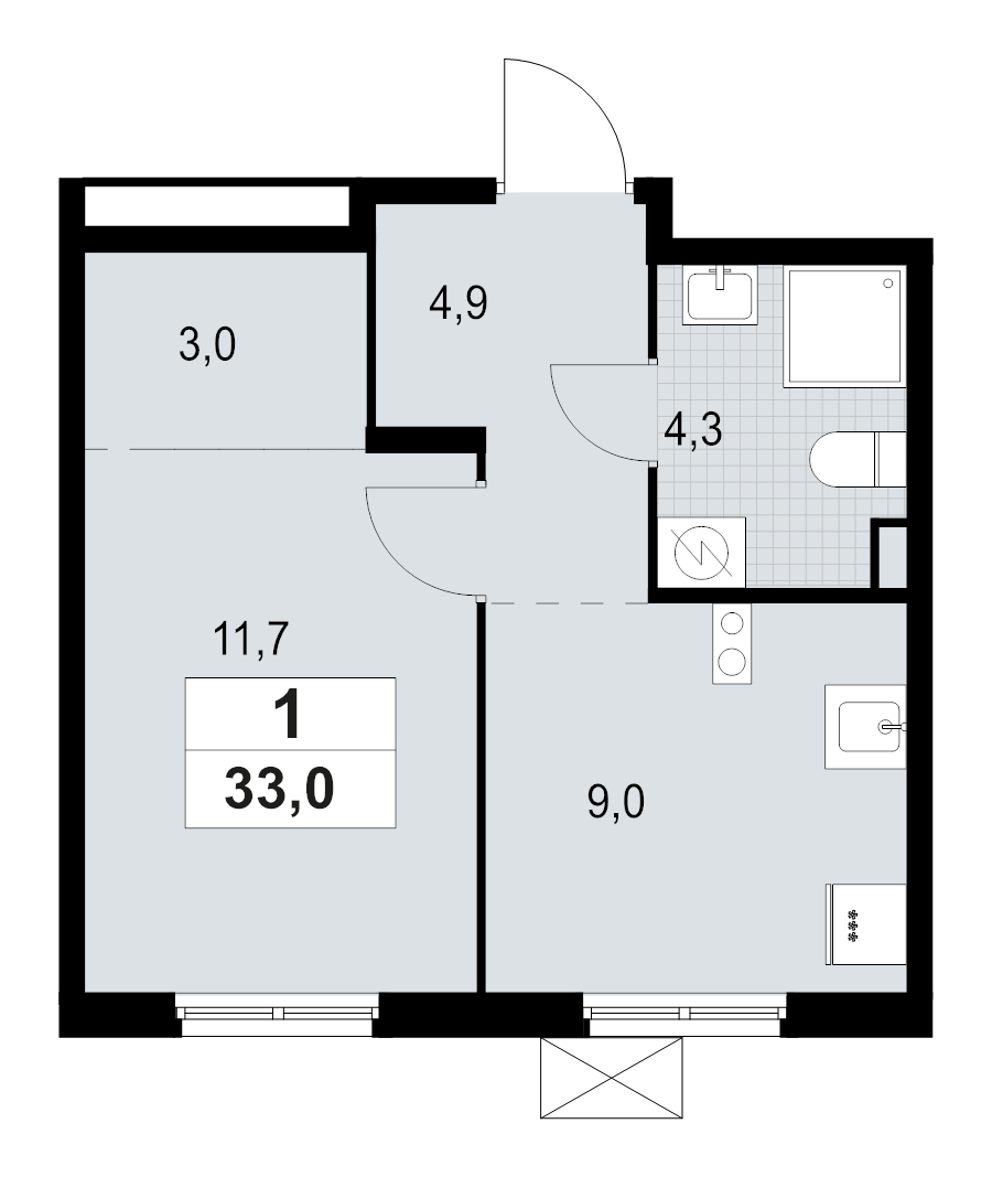 1 ккв 33 м²