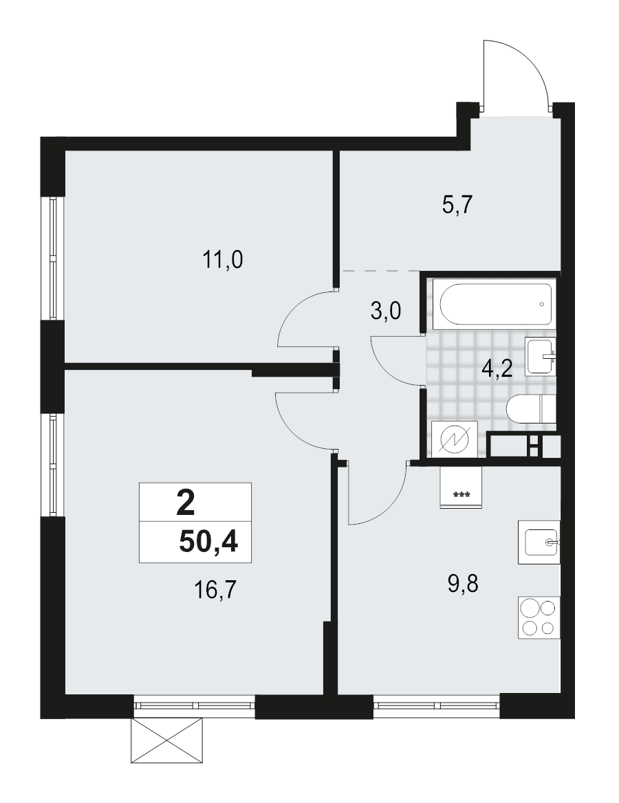 2 ккв 50,4 м²