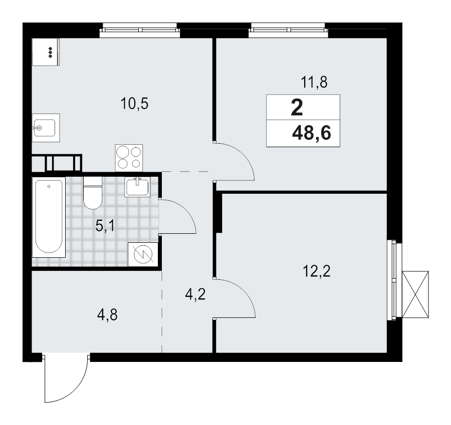 2 ккв 48,6 м²
