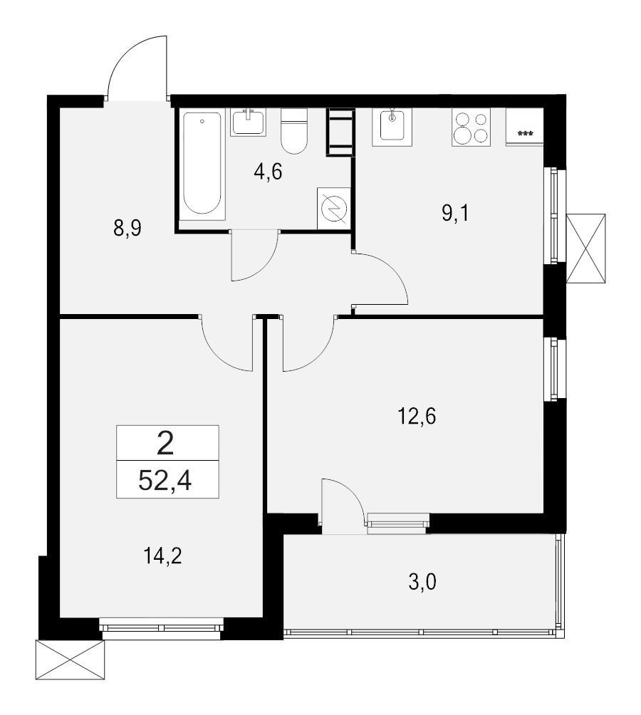 2 ккв 52,4 м²