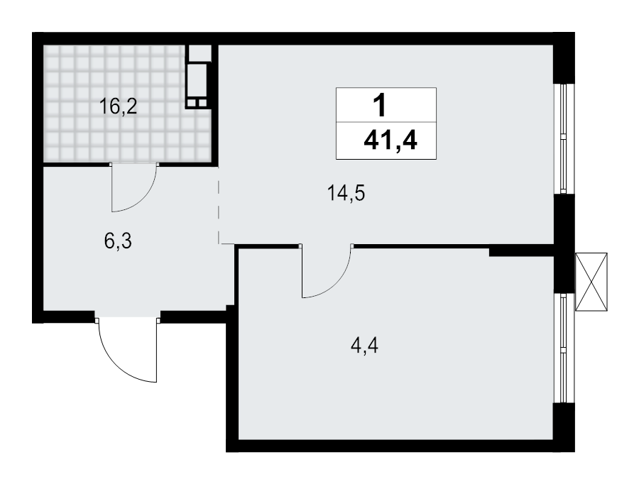 1 ккв 41,4 м²