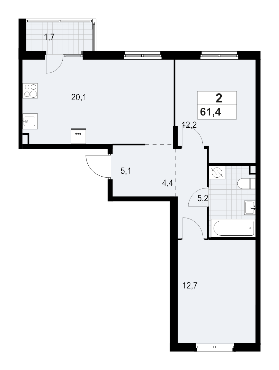 3 ккв (Евро) 61,4 м²