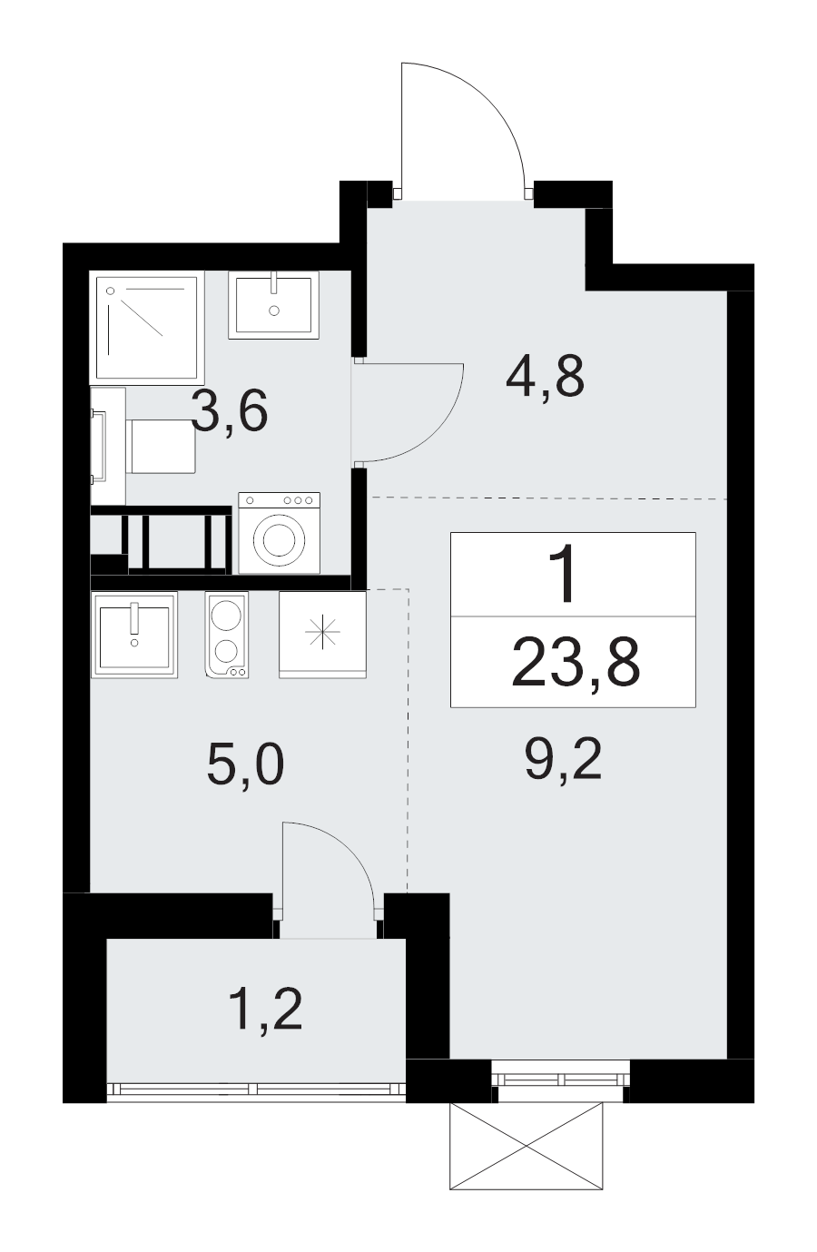 Студия 23,8 м²