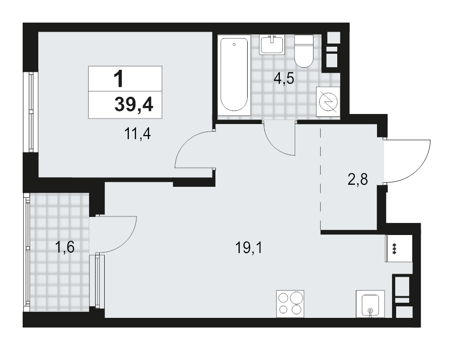 2 ккв (Евро) 39,4 м²