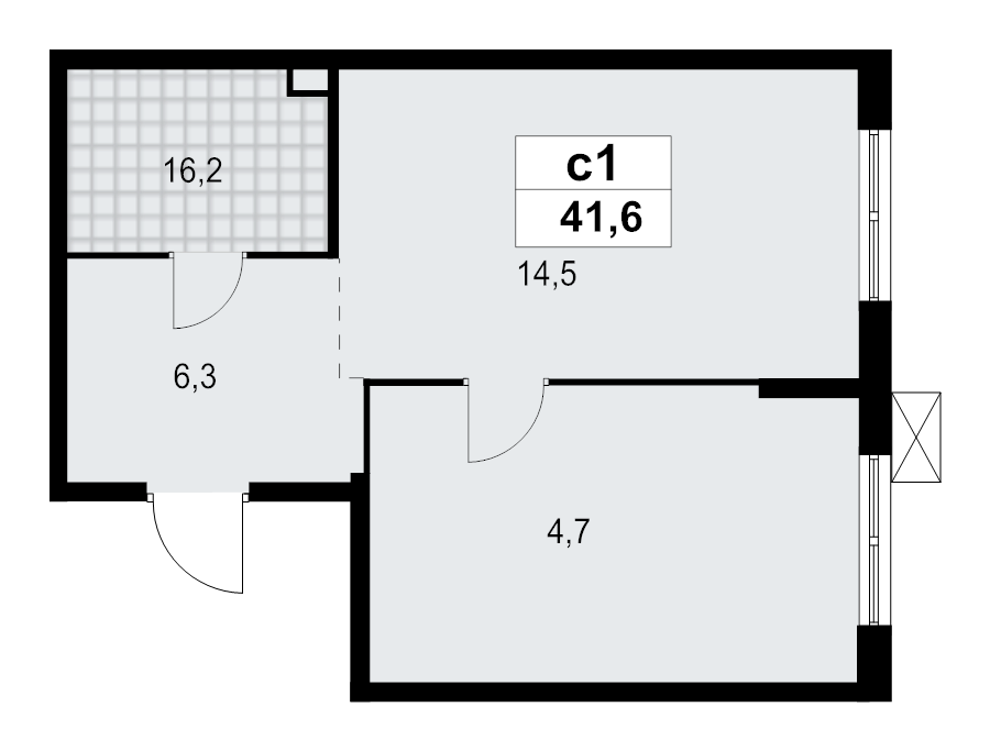 1 ккв 41,7 м²